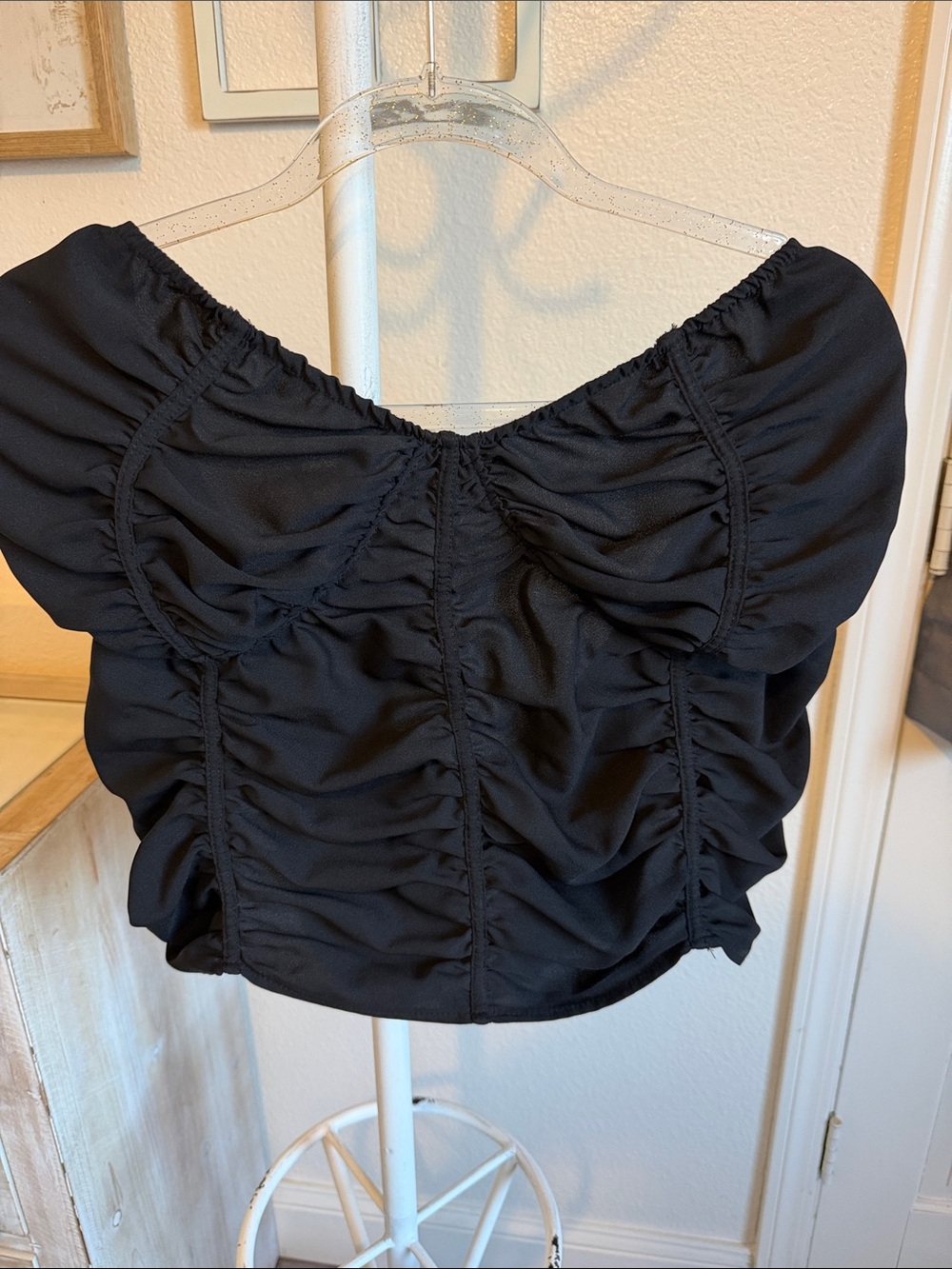 PrettyLittleThing Black Ruched corset